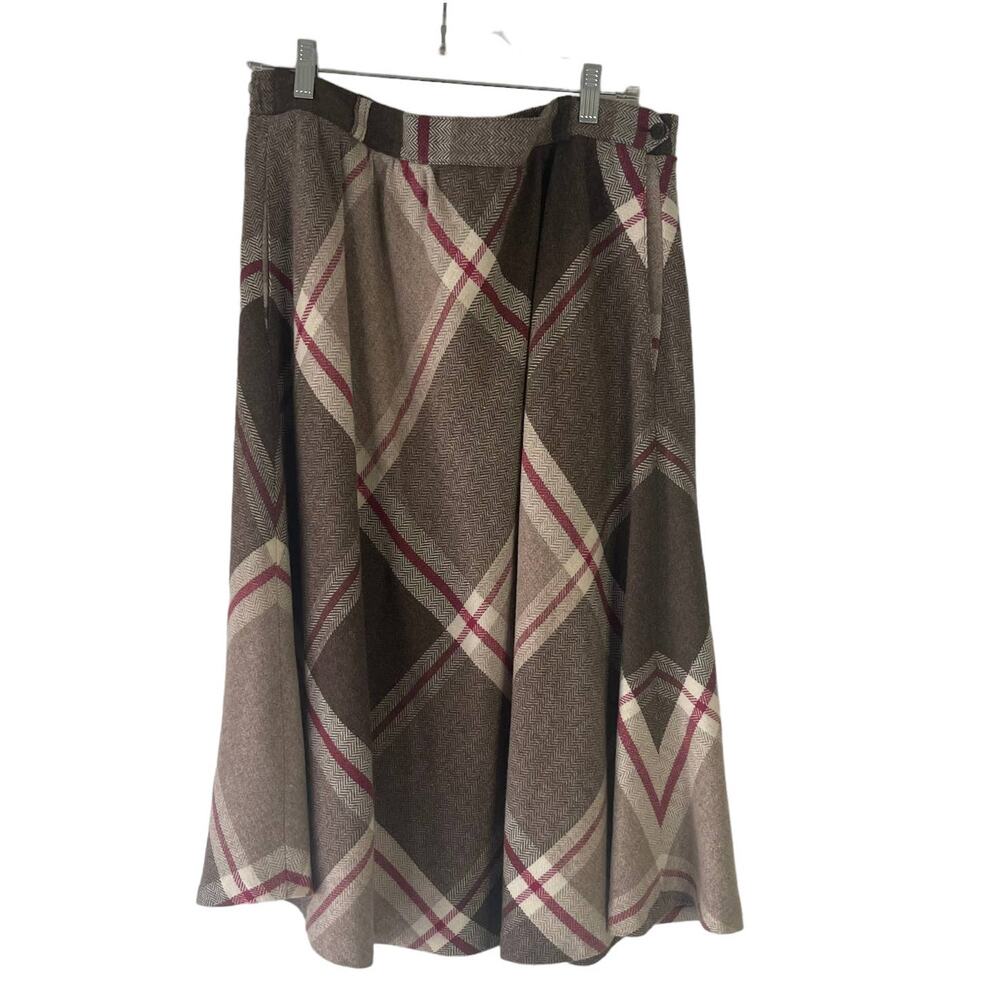 Summit Too Vintage‎ 90s Women's Size 32 Wool Academia Plaid Maxi Skirt